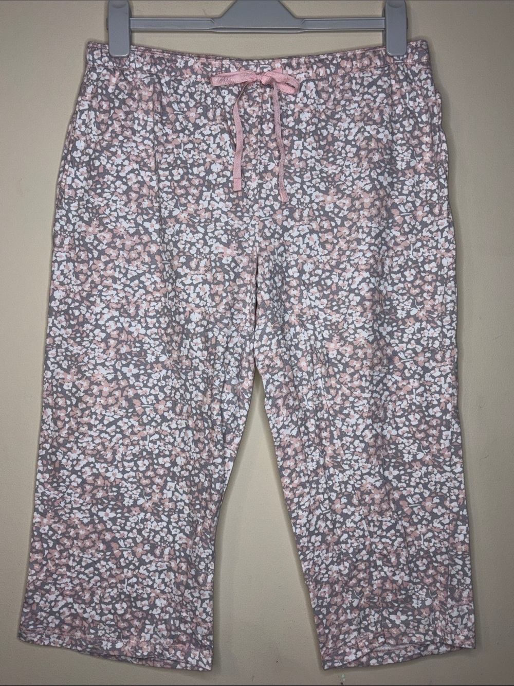 Felina Women’s Pink Floral Sleep Crop Pants Pajama Bottoms Size L